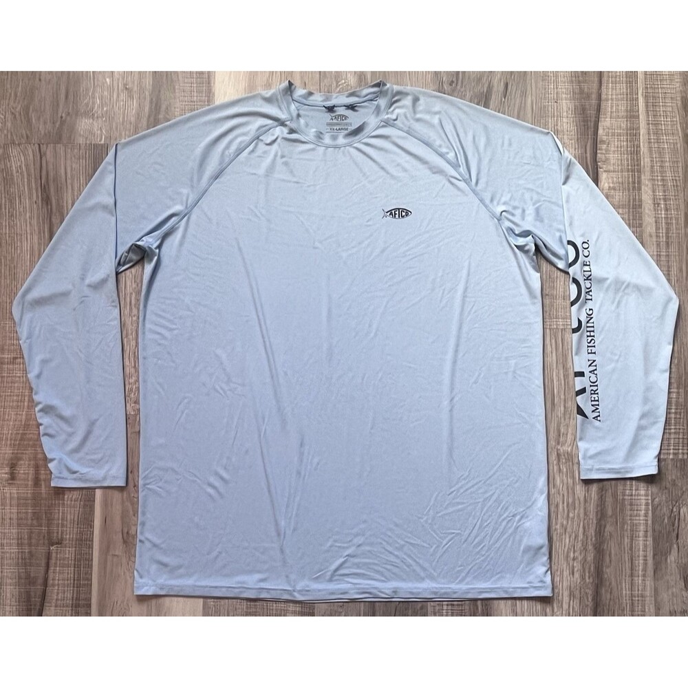 AFTCO Aftech Long Sleeve Sz XXL Performance Sun UPF 50 Shirt Fishing Shirt Blue